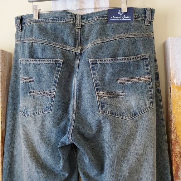 Hamali Green/Blue Straight Jeans SZ 40 X 32 - Picture 6 of 10